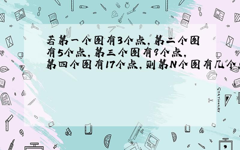 若第一个图有3个点,第二个图有5个点,第三个图有9个点,第四个图有17个点,则第N个图有几个点?