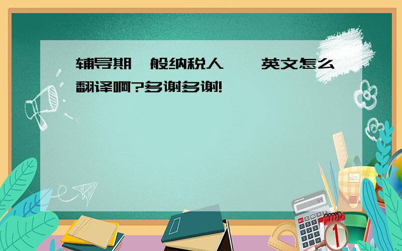 辅导期一般纳税人……英文怎么翻译啊?多谢多谢!