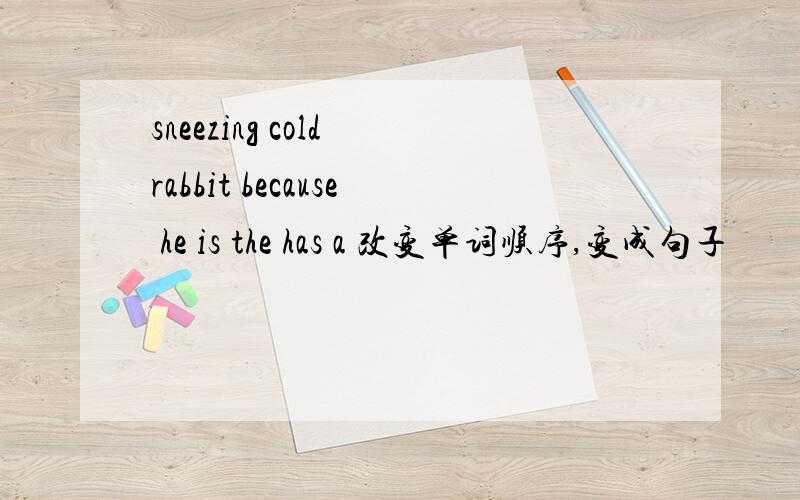 sneezing cold rabbit because he is the has a 改变单词顺序,变成句子