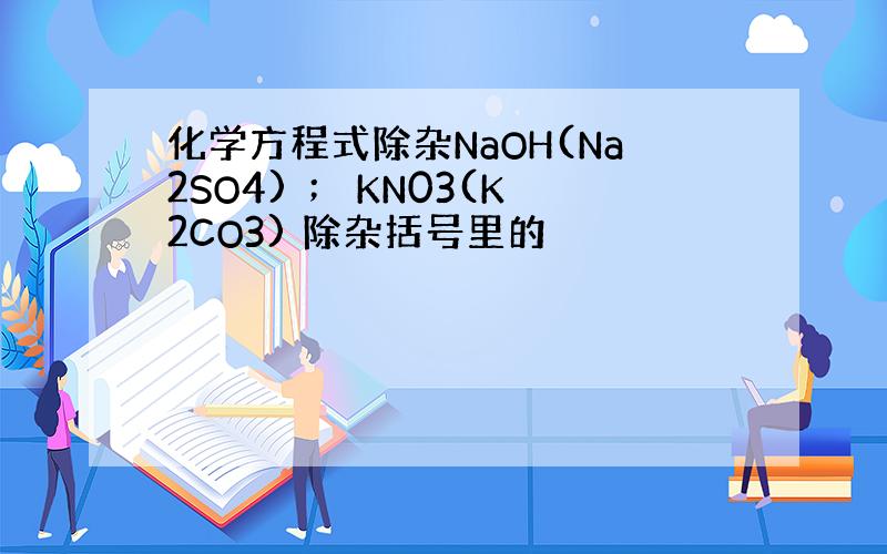 化学方程式除杂NaOH(Na2SO4) ； KN03(K2CO3) 除杂括号里的