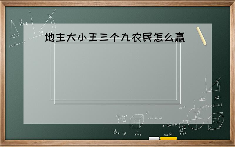 地主大小王三个九农民怎么赢