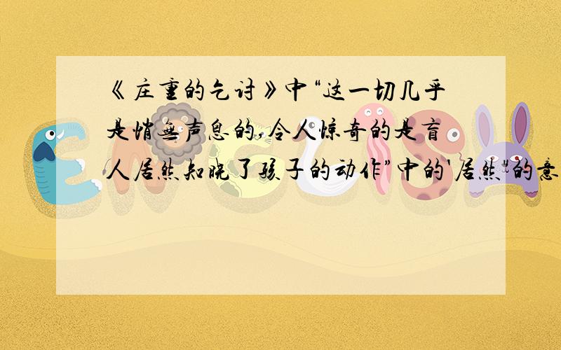 《庄重的乞讨》中“这一切几乎是悄无声息的,令人惊奇的是盲人居然知晓了孩子的动作”中的'居然