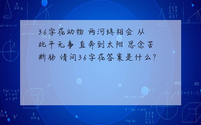 36字花动物 两河终相会 从此平无事 直奔到太阳 思念苦断肠 请问36字花答案是什么?