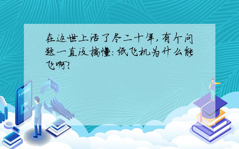 在这世上活了尽二十年,有个问题一直没搞懂：纸飞机为什么能飞啊?