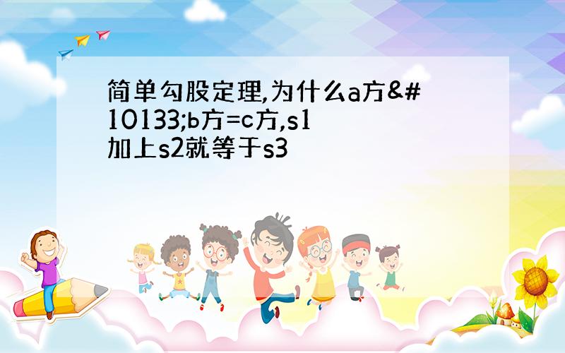 简单勾股定理,为什么a方➕b方=c方,s1加上s2就等于s3