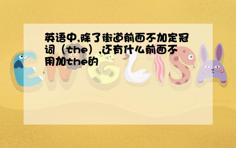 英语中,除了街道前面不加定冠词（the）,还有什么前面不用加the的