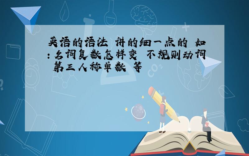 英语的语法 讲的细一点的 如：名词复数怎样变 不规则动词 第三人称单数 等