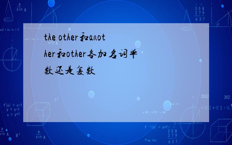 the other和another和other各加名词单数还是复数