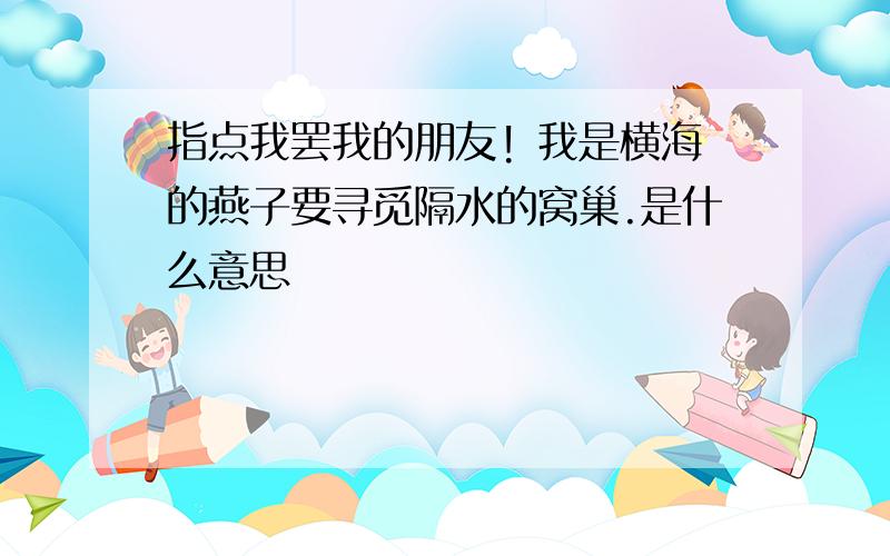 指点我罢我的朋友! 我是横海的燕子要寻觅隔水的窝巢.是什么意思