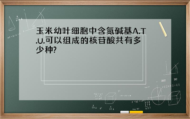 玉米幼叶细胞中含氮碱基A.T.U.可以组成的核苷酸共有多少种?