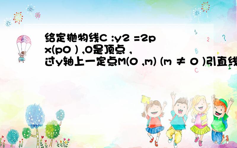 给定抛物线C :y2 =2px(p0 ) ,O是顶点 ,过y轴上一定点M(0 ,m) (m ≠ 0 )引直线交C于P、Q