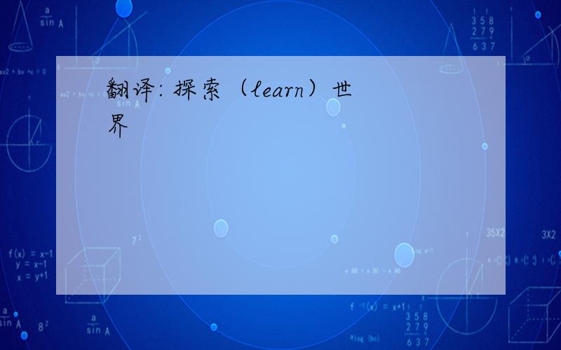 翻译: 探索（learn）世界