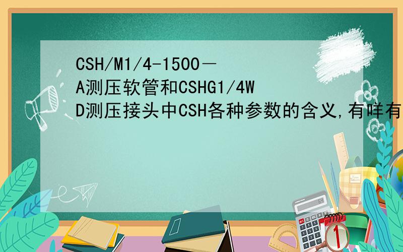 CSH/M1/4-1500－A测压软管和CSHG1/4WD测压接头中CSH各种参数的含义,有咩有这型号?