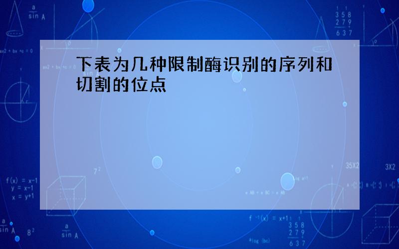 下表为几种限制酶识别的序列和切割的位点