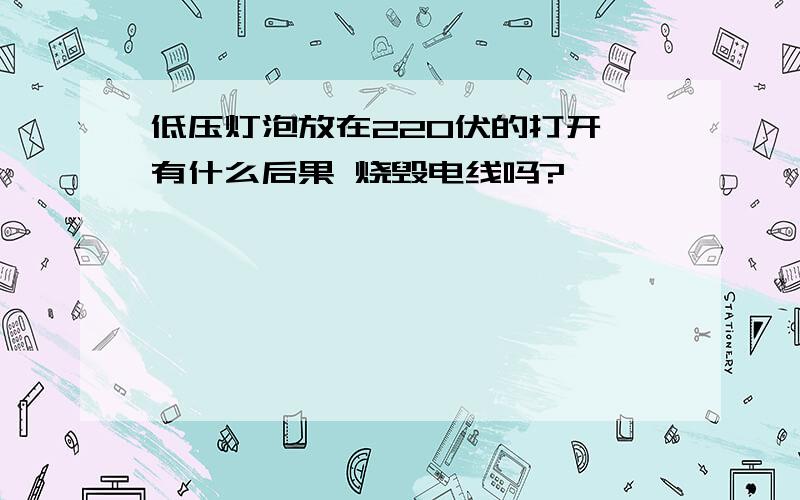 低压灯泡放在220伏的打开 有什么后果 烧毁电线吗?