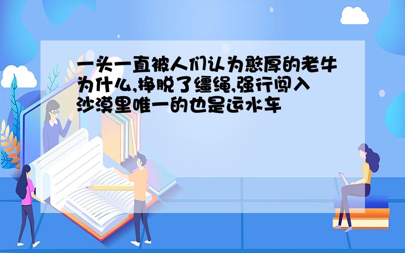 一头一直被人们认为憨厚的老牛为什么,挣脱了缰绳,强行闯入沙漠里唯一的也是运水车