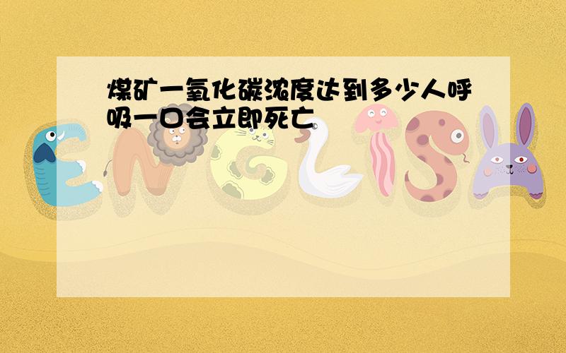 煤矿一氧化碳浓度达到多少人呼吸一口会立即死亡