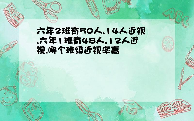 六年2班有50人,14人近视,六年1班有48人,12人近视,哪个班级近视率高