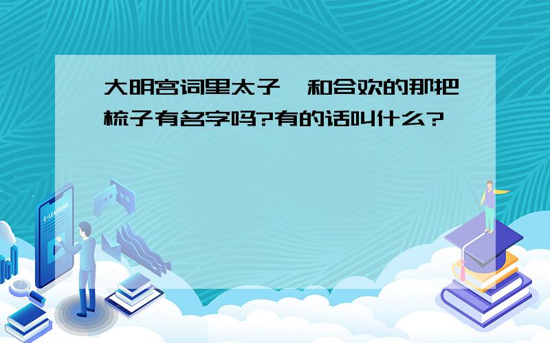 大明宫词里太子弘和合欢的那把梳子有名字吗?有的话叫什么?