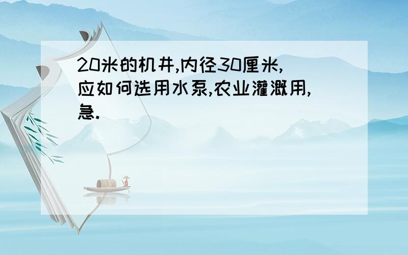 20米的机井,内径30厘米,应如何选用水泵,农业灌溉用,急.