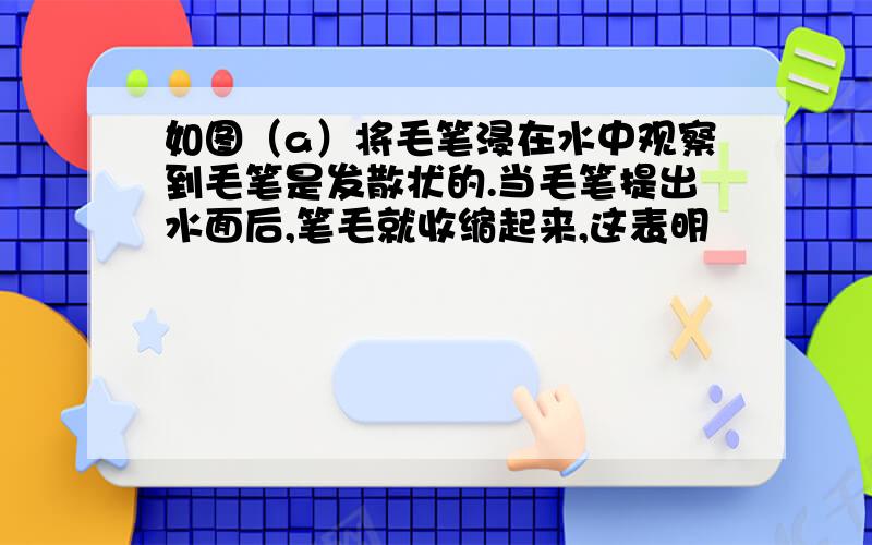 如图（a）将毛笔浸在水中观察到毛笔是发散状的.当毛笔提出水面后,笔毛就收缩起来,这表明