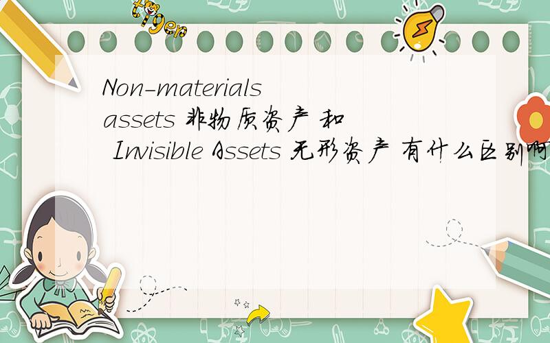 Non-materials assets 非物质资产 和 Invisible Assets 无形资产 有什么区别啊?