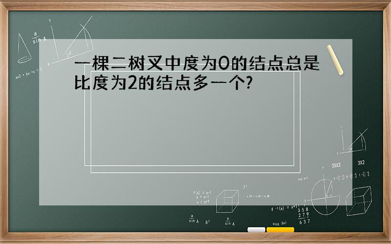 一棵二树叉中度为0的结点总是比度为2的结点多一个?