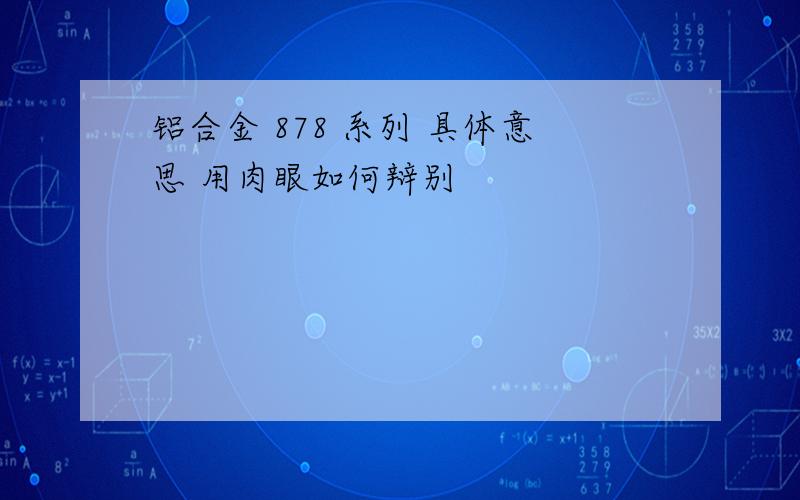 铝合金 878 系列 具体意思 用肉眼如何辩别