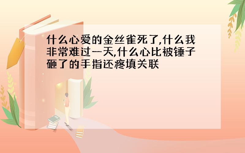 什么心爱的金丝雀死了,什么我非常难过一天,什么心比被锤子砸了的手指还疼填关联