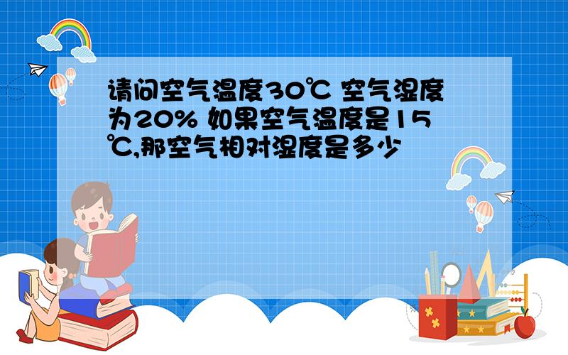 请问空气温度30℃ 空气湿度为20% 如果空气温度是15℃,那空气相对湿度是多少