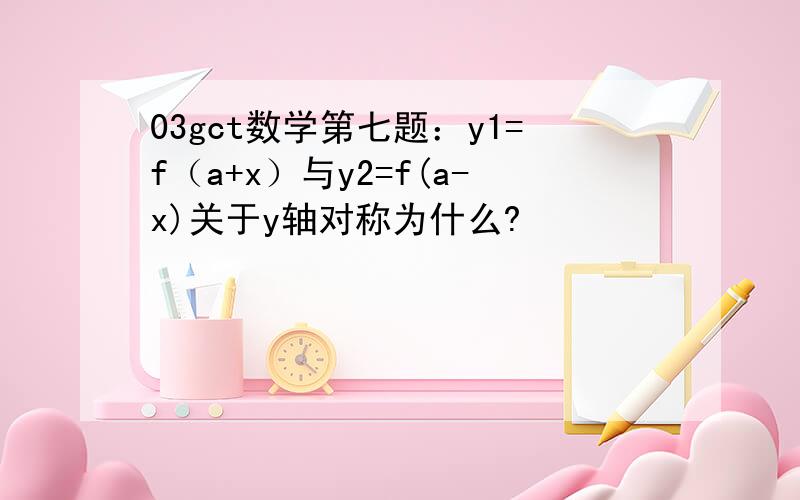 03gct数学第七题：y1=f（a+x）与y2=f(a-x)关于y轴对称为什么?