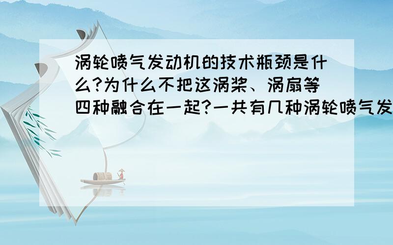 涡轮喷气发动机的技术瓶颈是什么?为什么不把这涡桨、涡扇等四种融合在一起?一共有几种涡轮喷气发动机?