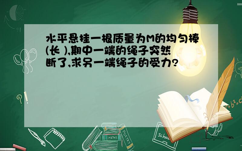 水平悬挂一根质量为M的均匀棒(长 ),期中一端的绳子突然断了,求另一端绳子的受力?