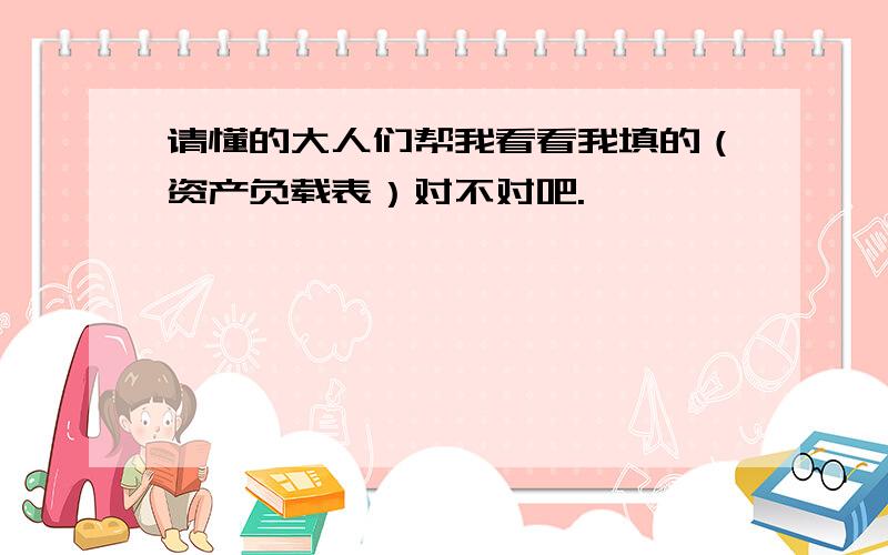 请懂的大人们帮我看看我填的（资产负载表）对不对吧.