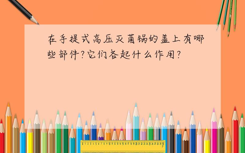 在手提式高压灭菌锅的盖上有哪些部件?它们各起什么作用?