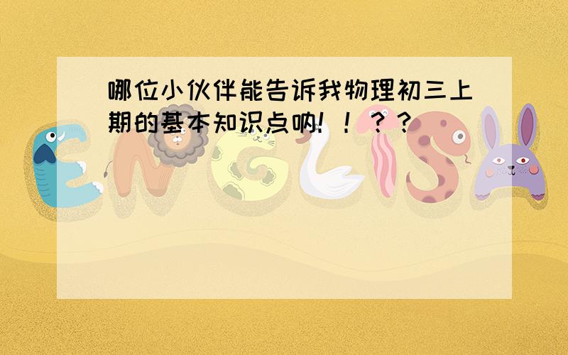 哪位小伙伴能告诉我物理初三上期的基本知识点呐！！？？