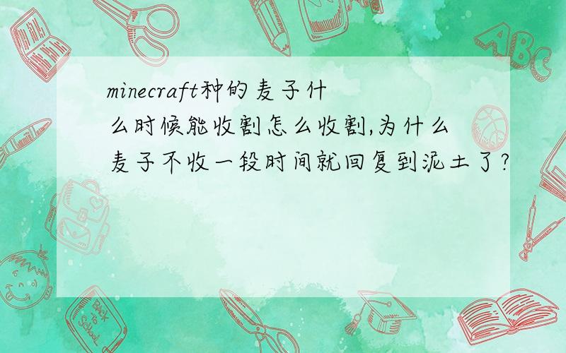 minecraft种的麦子什么时候能收割怎么收割,为什么麦子不收一段时间就回复到泥土了?