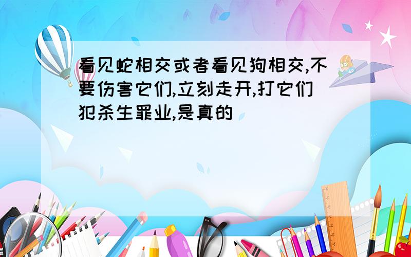 看见蛇相交或者看见狗相交,不要伤害它们,立刻走开,打它们犯杀生罪业,是真的