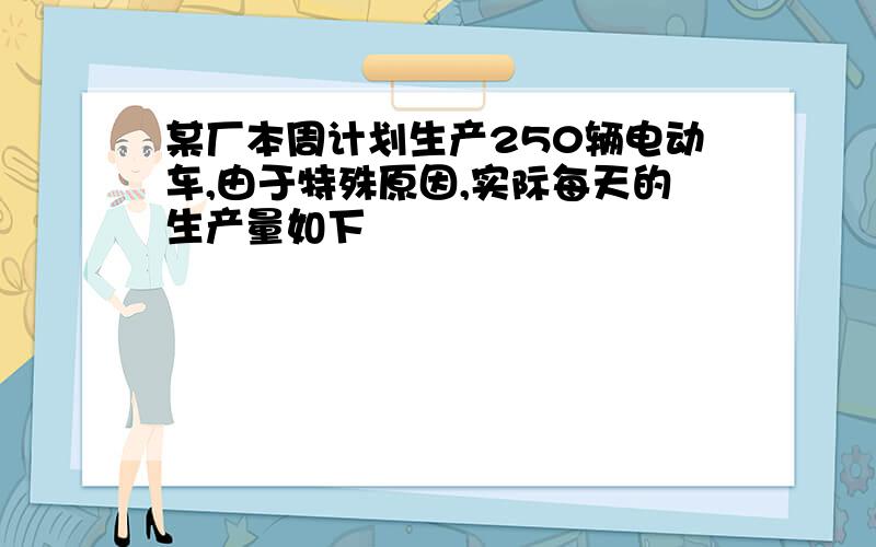 某厂本周计划生产250辆电动车,由于特殊原因,实际每天的生产量如下