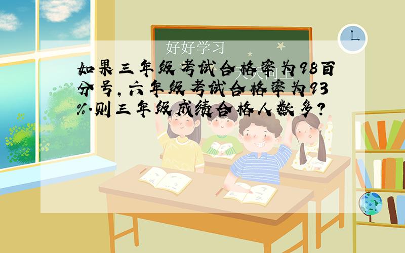 如果三年级考试合格率为98百分号,六年级考试合格率为93％.则三年级成绩合格人数多?