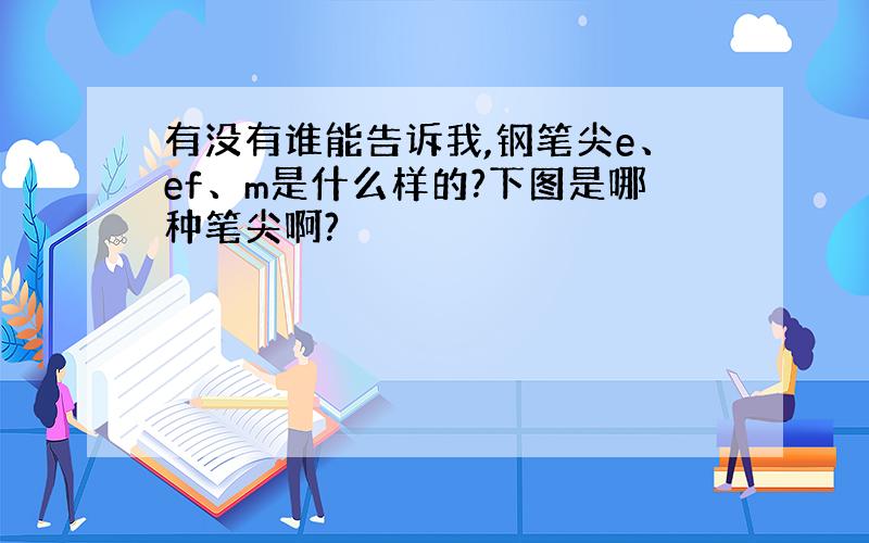 有没有谁能告诉我,钢笔尖e、ef、m是什么样的?下图是哪种笔尖啊?