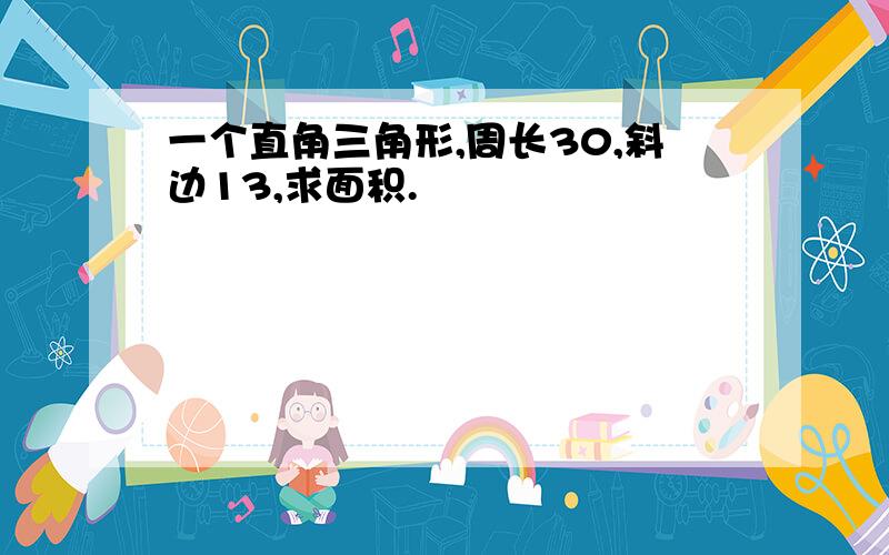 一个直角三角形,周长30,斜边13,求面积.