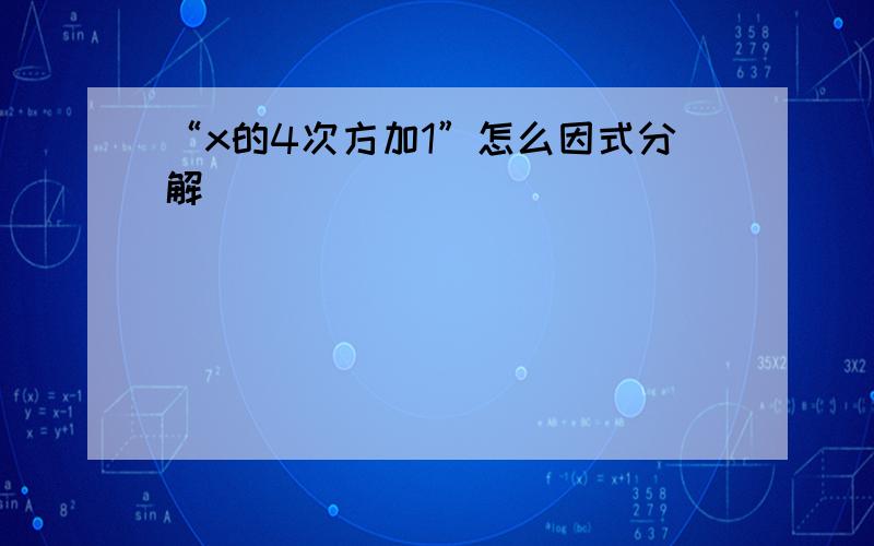 “x的4次方加1”怎么因式分解