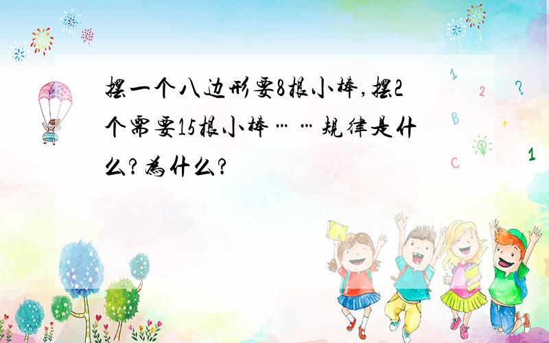 摆一个八边形要8根小棒,摆2个需要15根小棒……规律是什么?为什么?