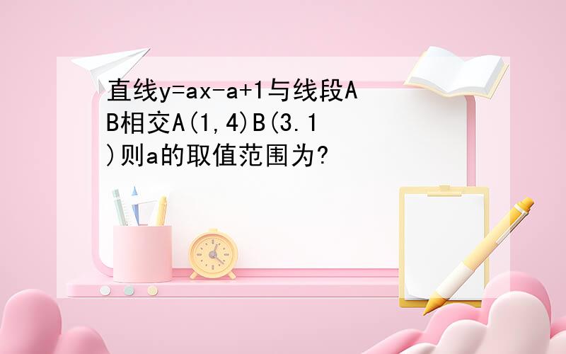 直线y=ax-a+1与线段AB相交A(1,4)B(3.1)则a的取值范围为?