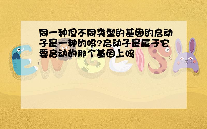 同一种但不同类型的基因的启动子是一种的吗?启动子是属于它要启动的那个基因上吗