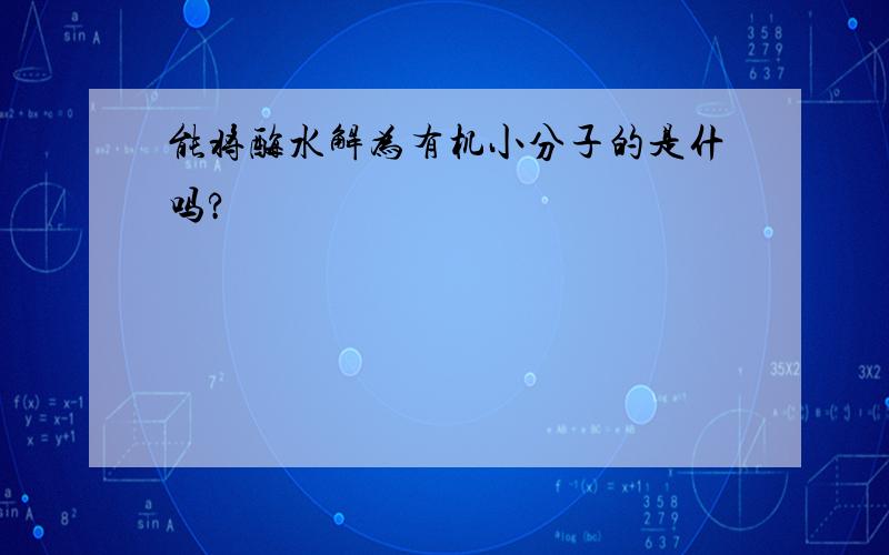 能将酶水解为有机小分子的是什吗?