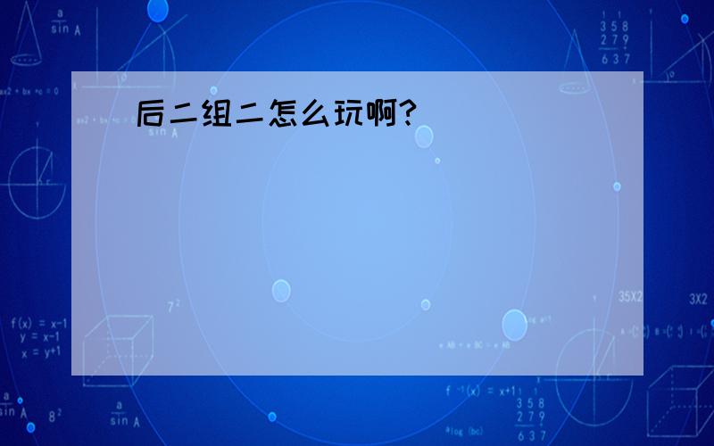 后二组二怎么玩啊?