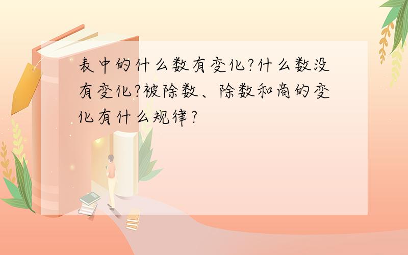 表中的什么数有变化?什么数没有变化?被除数、除数和商的变化有什么规律?