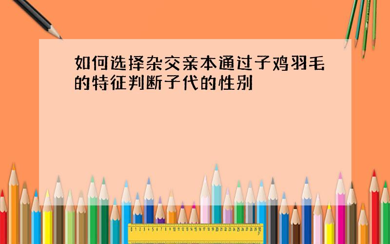 如何选择杂交亲本通过子鸡羽毛的特征判断子代的性别